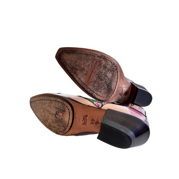 COACH Patchwork Bandit floral printed leather ankle boots booties 6.5‎ / 37 - Picture 5 of 12